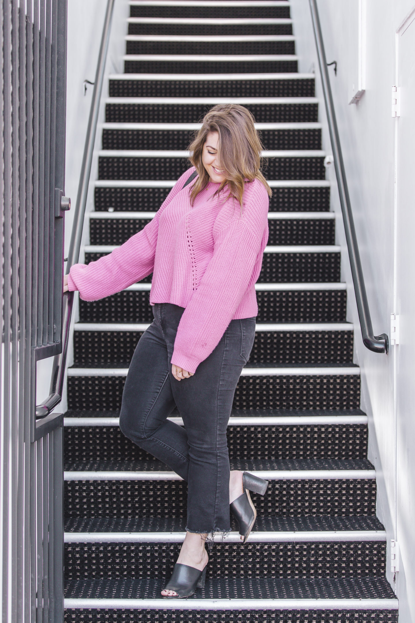 pink sweater, winter outfit, lido marina village, orange county fashion blogger