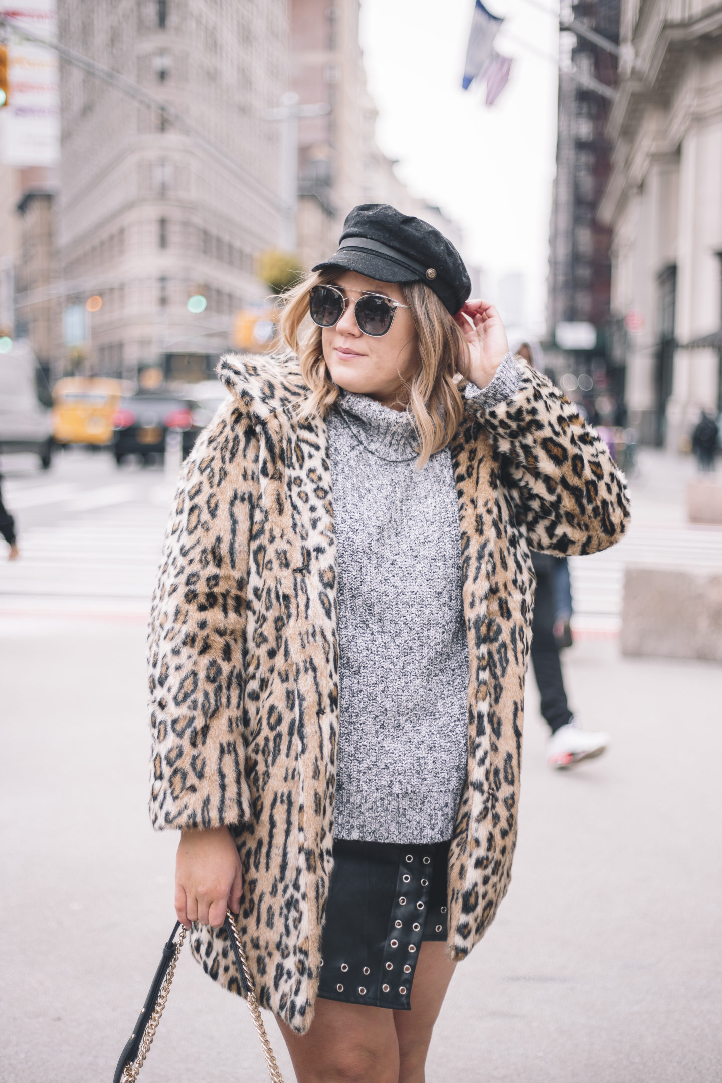 Monochrome Outfit + A Pop Of Leopard at NYFW