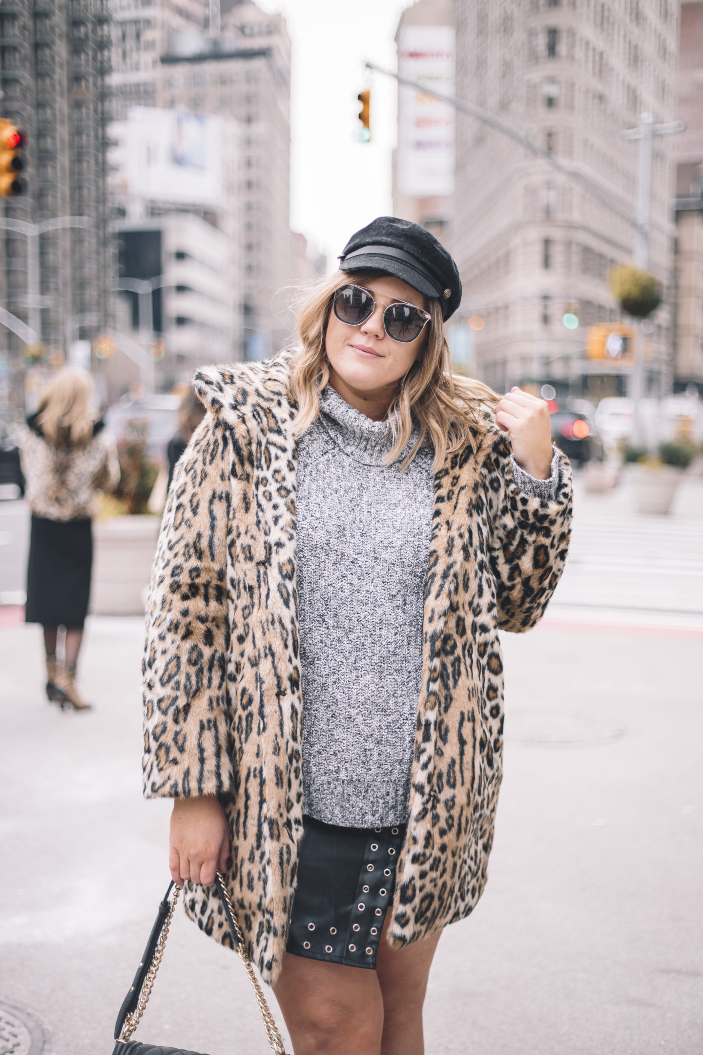 Monochrome Outfit + A Pop Of Leopard at NYFW