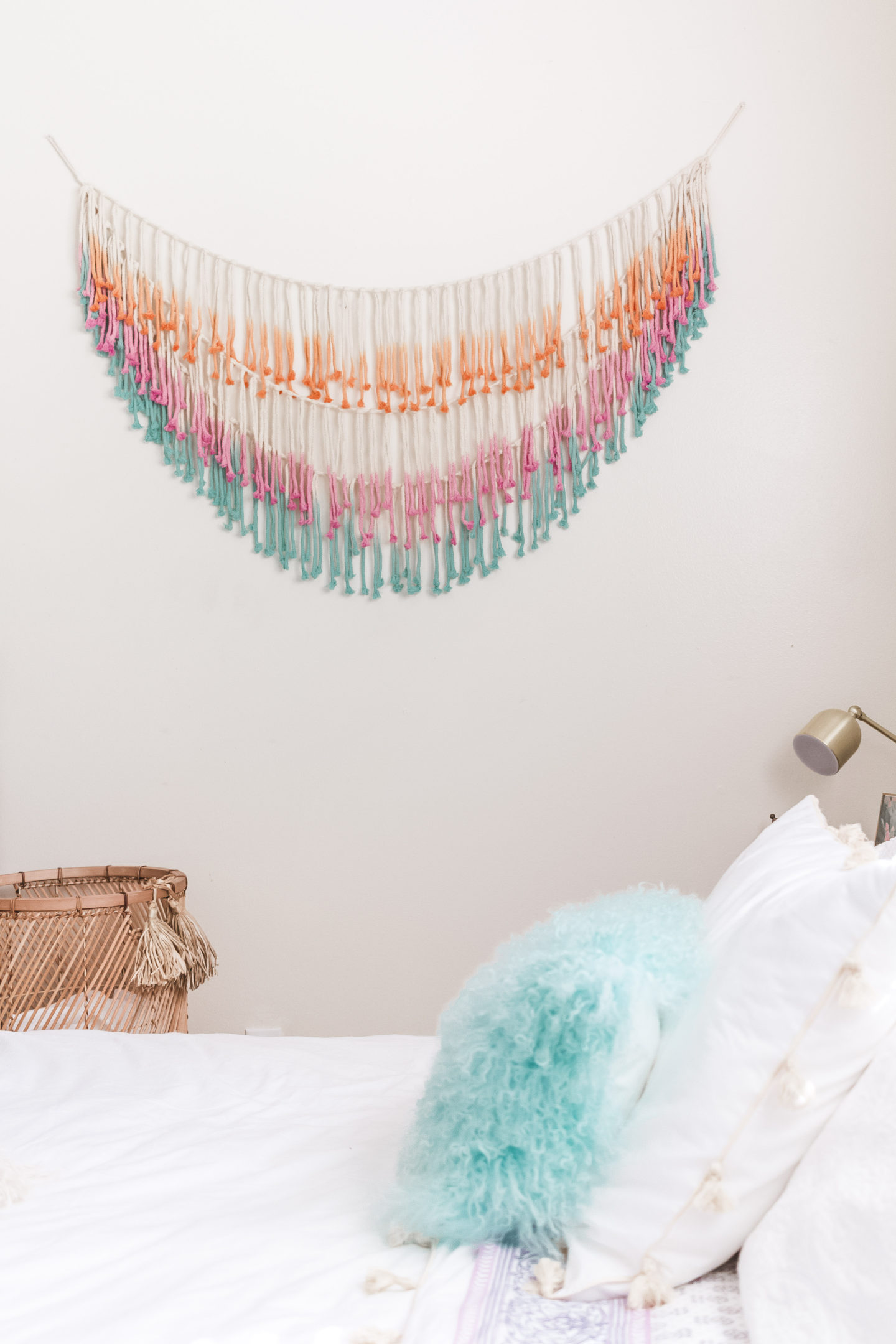 ombre wall hanging, bright boho chic bedroom #mypbteen #sponsored