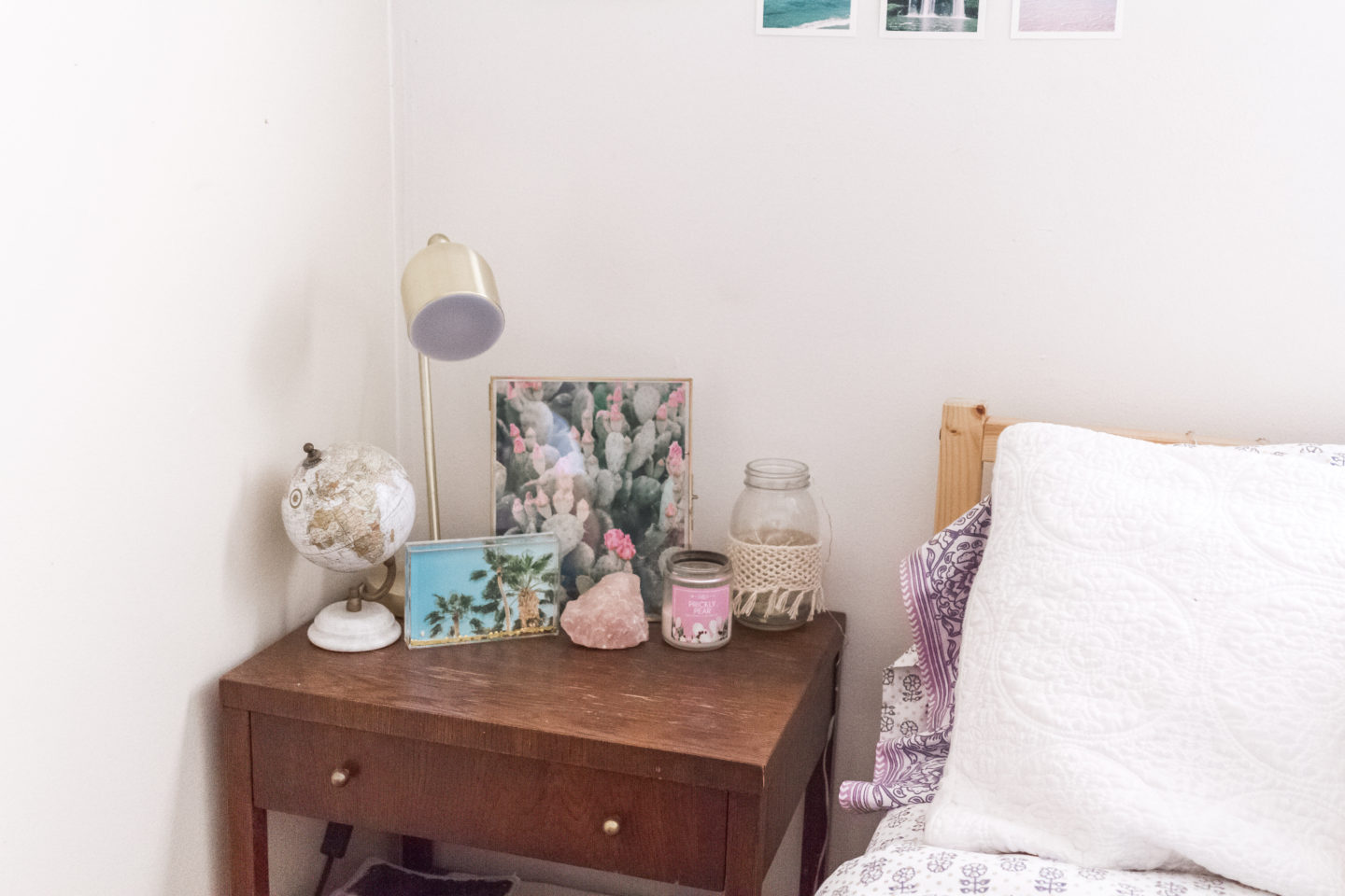 bedside table styling, bright boho chic bedroom #mypbteen #sponsored