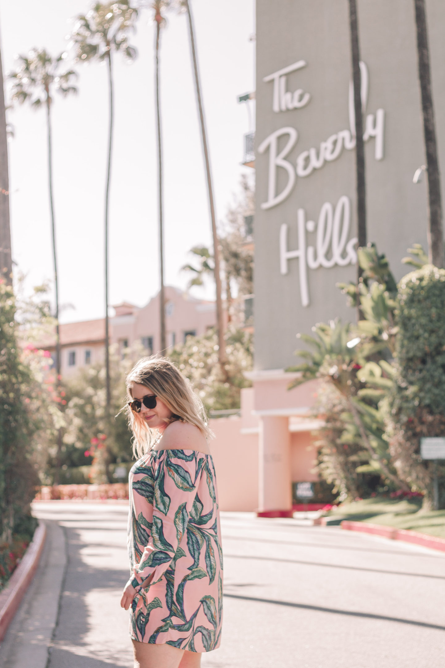Palm Print Dress at The Beverly Hills Hotel