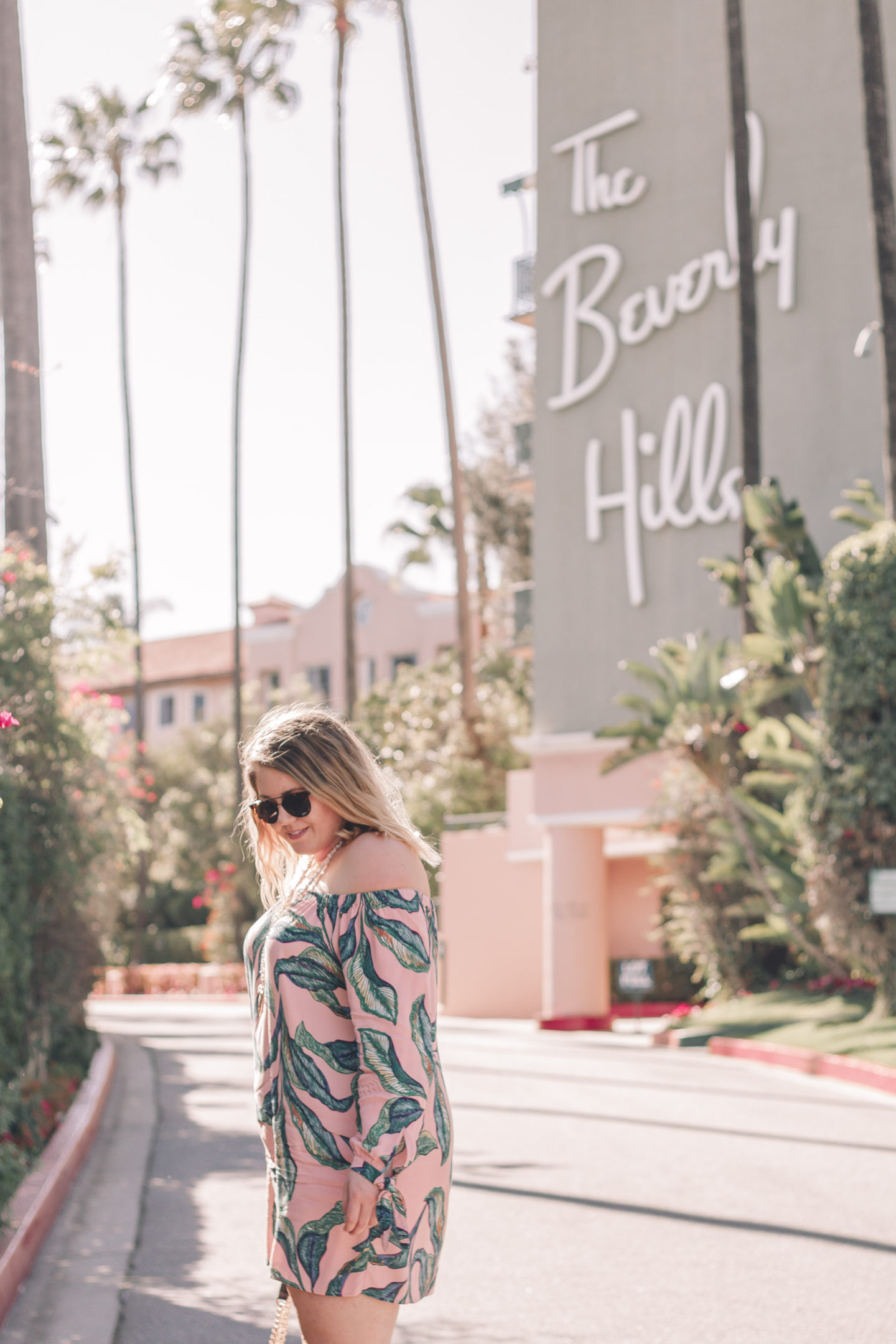 Palm Print Dress at The Beverly Hills Hotel