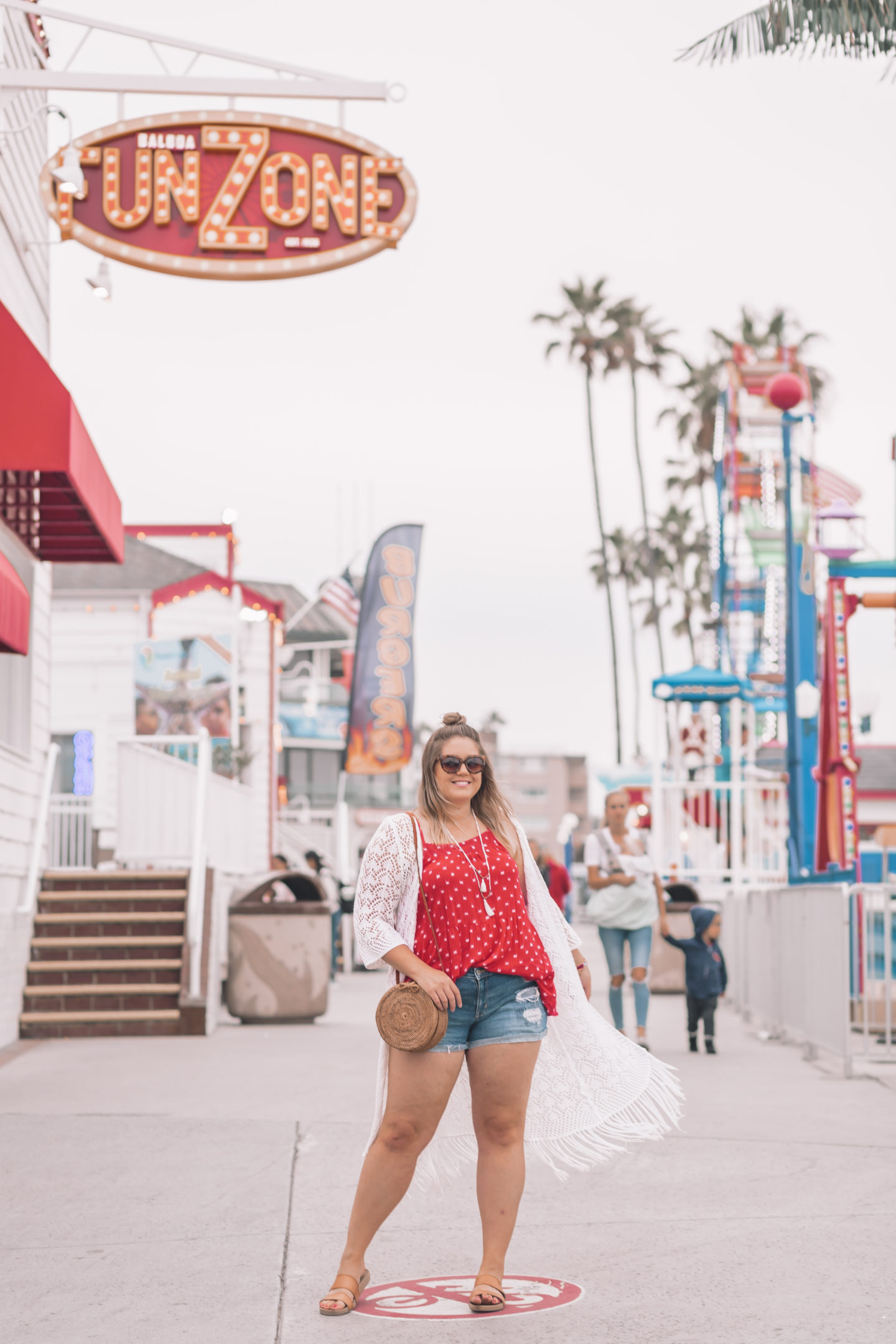 easy 4th of July outfit at Balboa Fun Zone