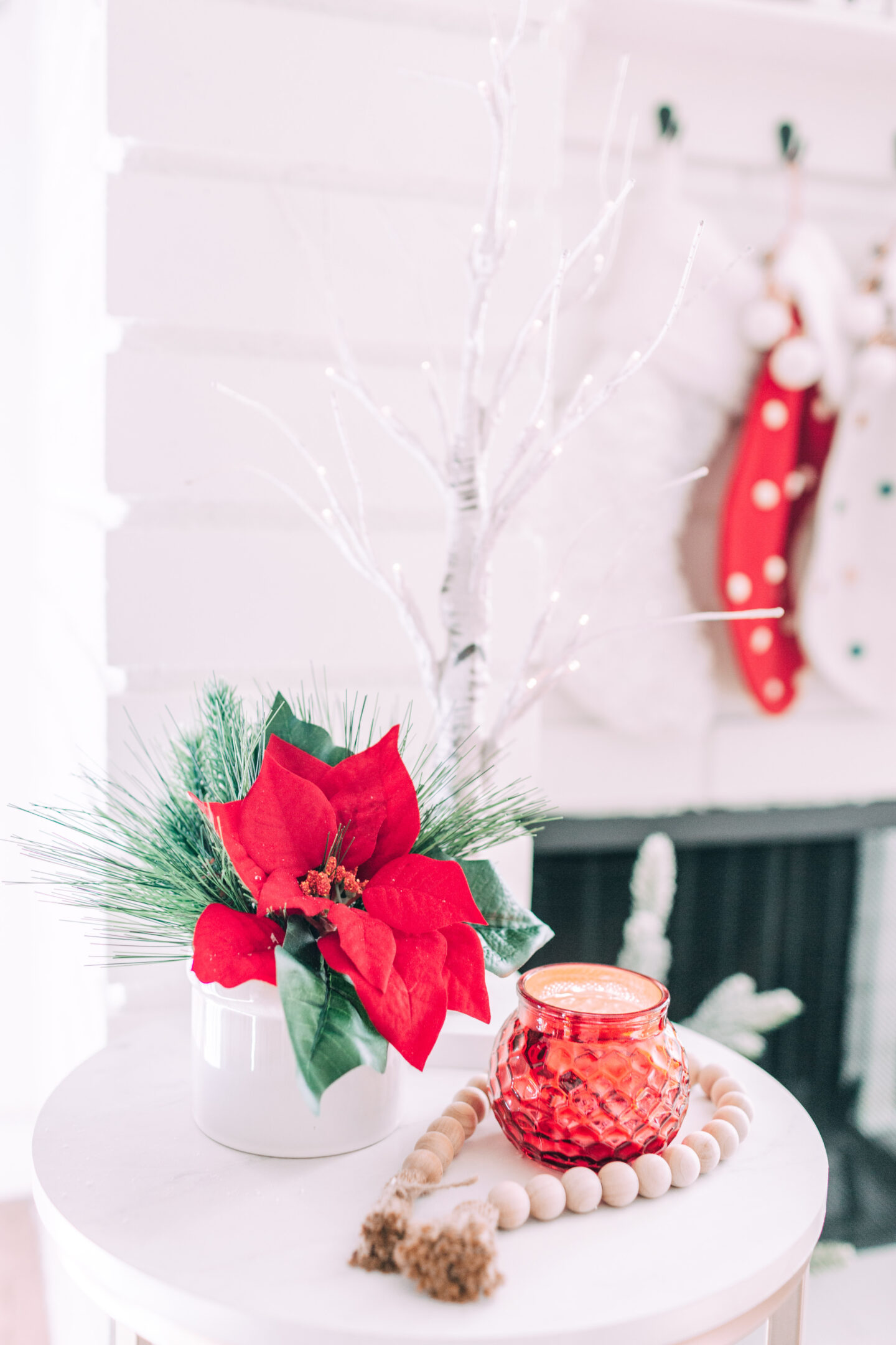 MY CHRISTMAS DECOR: RED & WHITE WONDERLAND // fireplace christmas decor, christmas mantle, target christmas