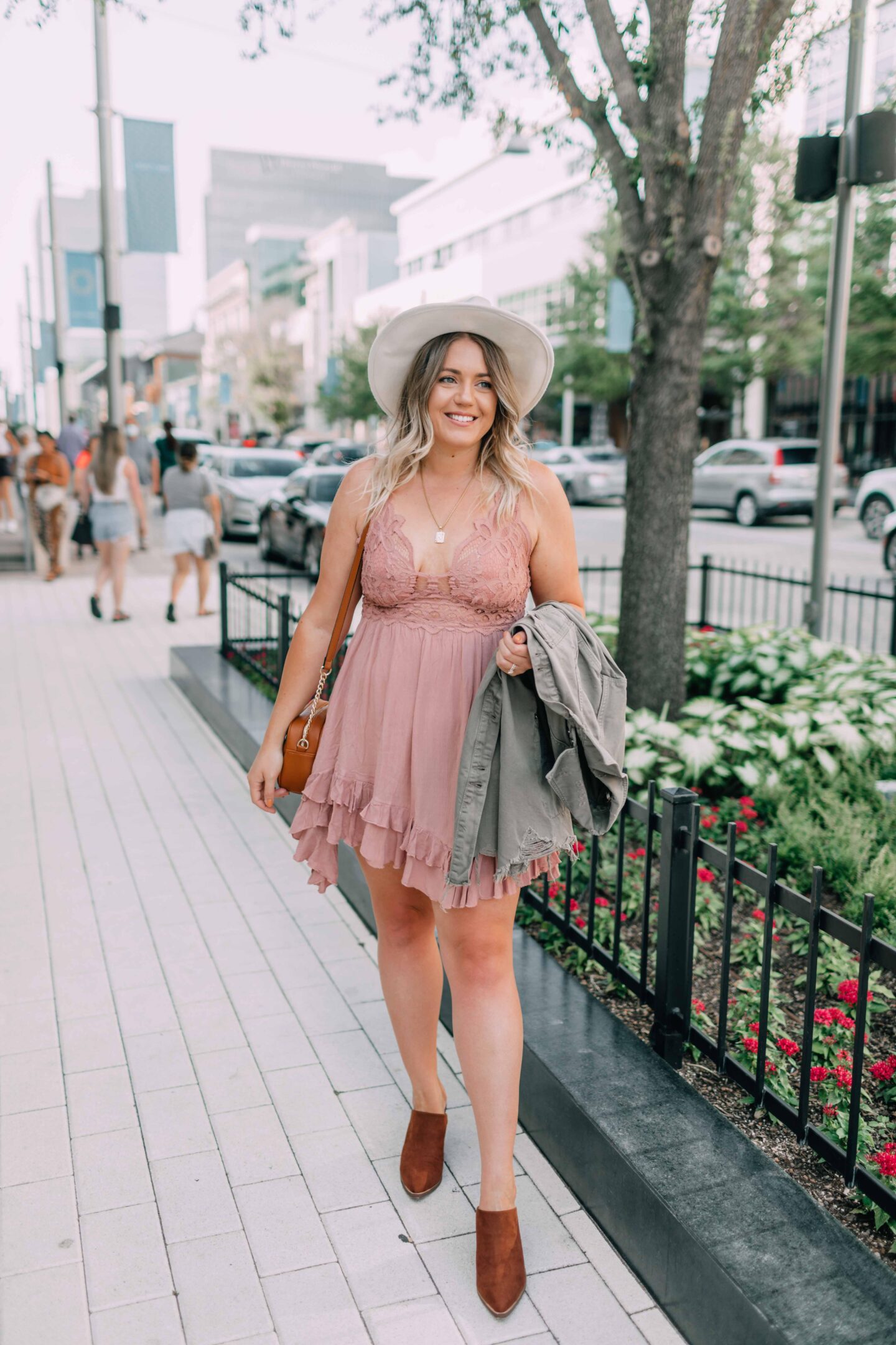 Early Fall Date Night Outfit, free people dress, free people jacket