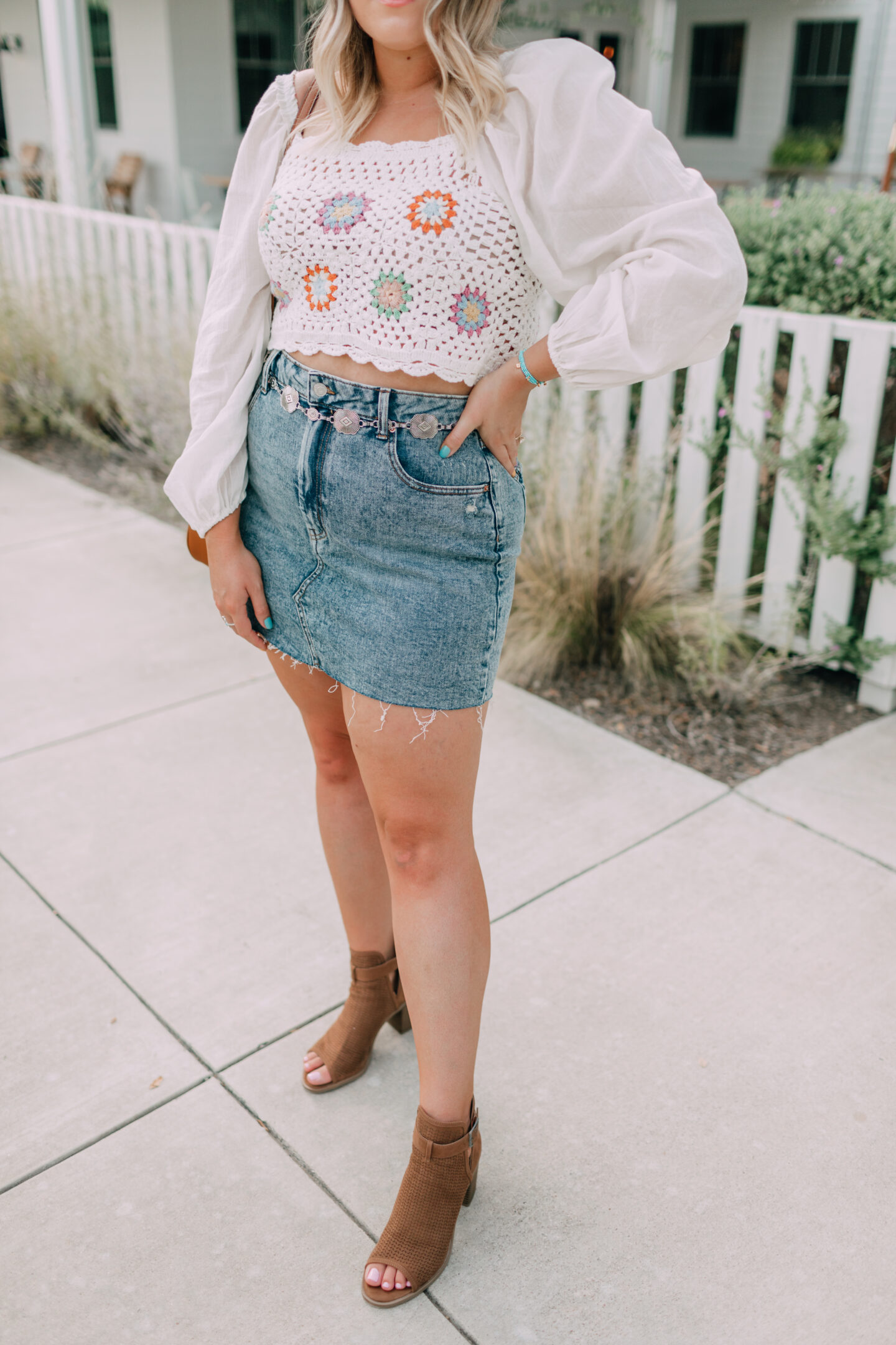 early fall outfit, crochet crop top